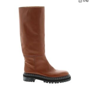 PROENZA SCHOULER Womens Brown Leather Knee High Boots Lug Sole Topstitch 40 10